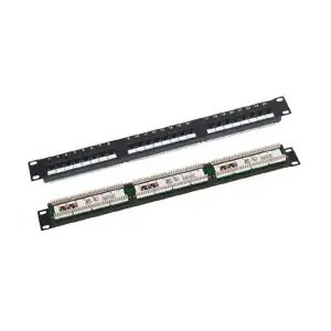 Rack-mount patch panel Alantec PK-U6-1 — Gigabit Ethernet, RJ45, Cat5e, 1U (483×44×50 mm), black