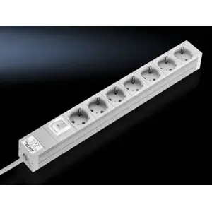Удлинитель питания Rittal DK 7240.220 — 7 розеток Type F, кабель 2 м, 230 В 16 А, для помещений, 482.6×44×44 мм