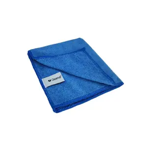 Cleaning microfiber cloths QLEANUP 250 gsm, 30×30 cm, pack of 10, blue