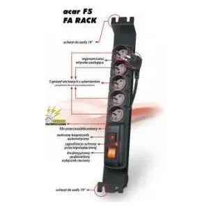Barošanas lenta Acar F5 FA RACK 5x 230V PL, 3 m kabelis (W0084)