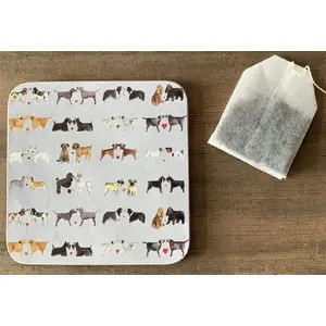 Coaster TEKA C196 – ceramic cup coaster with cute dog pair motif