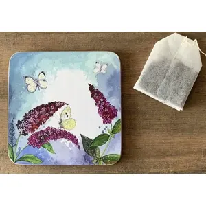 Coaster TEKA C228 — decorative coaster with butterfly and buddleia design