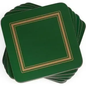 Coasters small emerald set of 6, Excellent Houseware — round small drink coasters, emerald color