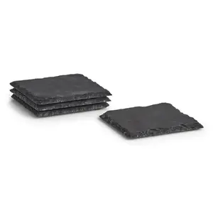Drink coaster ZELLER 24508 — slate square, 100×100×5 mm, anthracite