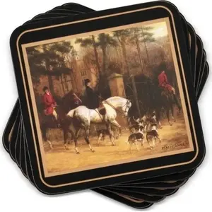 Coaster set Excellent Houseware ‘Polowanie’ small 6 pcs – small round drink coasters