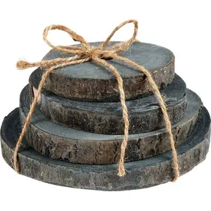 Vilde wood-effect wall plaster with bark texture, grey, set of 4 panels