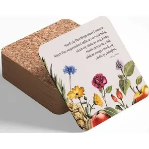 Cork Trivet Szaron - 'Błogosławiństwo kwiaty' decorative cork coaster by Szaron