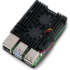 Aluminum Case for Raspberry Pi 5 with Two Fans, Black