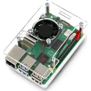 Enclosure for Raspberry Pi 5 Gravlaser — open design with fan, transparent