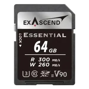 SDXC memory card Exascend ESSENTIAL 64 GB UHS-II U3 V90, Read 300 MB/s Write 260 MB/s