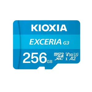 MicroSDXC flash card Kioxia EXCERIA G3 256 GB — UHS‑I, Read 160 MB/s, Write 50 MB/s, U3 V30, Class 10, Blue