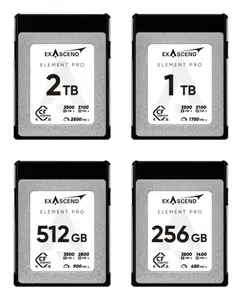 Карта памяти CFexpress Type B Exascend Element Pro 512 ГБ — 3D TLC, 3500/2800 МБ/с, пыле/удар/влаг/рентгенозащита