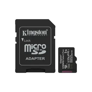 MicroSDXC atmiņas karte 1 TB Class 10 UHS-I U3 V30 150 MB/s ar adapteri — Kingston Canvas Select Plus Gen3