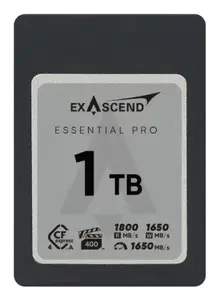 CFexpress Type A memory card Exascend Essential Pro 1 TB — 3D NAND, 1800/1650 MB/s, Black/Silver