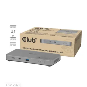 Thunderbolt 5 Hub CLUB3D CSV-2563 — 5-in-1, Triple video 5K@60Hz, 180W PD, Thunderbolt 5 & USB3.2 Gen2 Type-A
