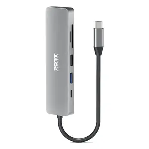 Интерфейсный хаб USB Type-C Port Connect 900162 — USB-C порты, 4K@60 Гц, 117×34×13 мм, серебристый