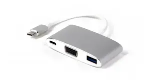 Laptop dock / port replicator LMP 15093 — USB-C (USB 3.2 Gen 1) host, VGA, USB-A ports, silver/white