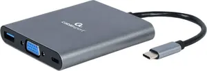 Док-станция для ноутбука Cablexpert A-CM-COMBO6-01 — USB 3.2 Gen 1 Type-C, PD 60 Вт, HDMI, VGA, SD, MicroSD, 3x USB-A, 3.5 мм — серый