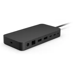 Dokstacija Microsoft Surface Thunderbolt 4 Dock — vadu, 165 W, 2,5 Gb/s Ethernet, USB‑C barošana, Kensington slēdzis, melna