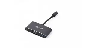 USB-C multiport adapter with VGA and USB, LMP — 1920×1200, aluminium housing, black