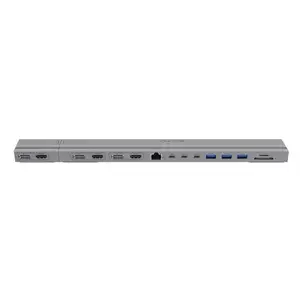Docking hub HyperDrive HD156-GL 4K with 2× USB-C (USB 3.2 Gen 2) and 100W PD, SD/MicroSD, Silver