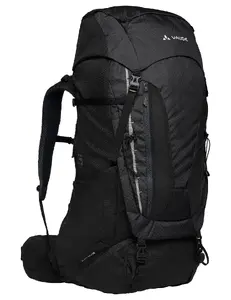 Trekings mugursoma VAUDE Avox 65+10 — 75 L, augšējā pildīšana, poliesters/PU, 2.62 kg, melna