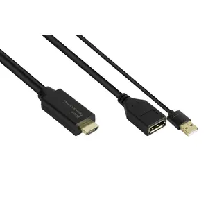 Video cable adapter Alcasa HDMI-AD22 — 0.3 m HDMI Type A to DisplayPort, black