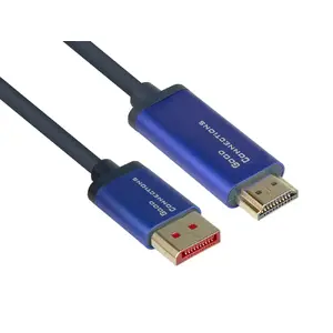 Video adapter cable Alcasa 4860-SF030B — DisplayPort to HDMI, 3 m, 5 mm, black/blue