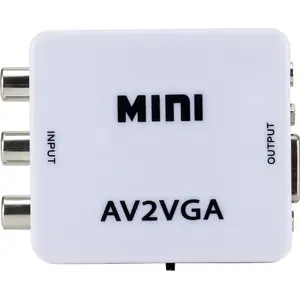 RoGer Adapter RCA to VGA with Audio, white — passive signal converter for composite/stereo to VGA