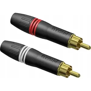 Adapter Procab PCR2M/BG — pair RCA/Cinch male cable connectors, gold contacts, black shell