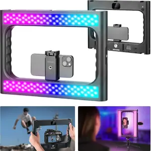 LED Light 20W RGB Neewer GRIP Cage with Phone Mount, ISO 1/4 Thread, Bluetooth Control