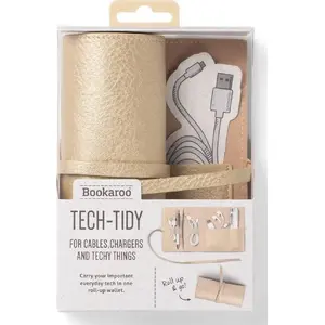 Travel tech-tidy organizer by IF — model 486241, gold travel accessory for cables and gadgets