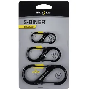 Carabiner NITEIZE S-Biner SlideLock stainless steel black, pack of 3