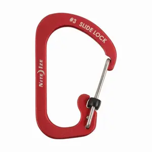 Carabiner NITEIZE SlideLock #3 aluminium red — compact locking carabiner for keys and gear