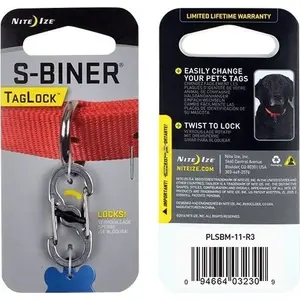 Carabiner NITEIZE S-Biner TagLock 2 Stainless Steel — double-gated connector, compact keychain