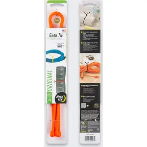 NITEIZE Gear Tie Original 24 cm 2 gab., atkārtoti lietojams vītņots stiprinājums, oranžs