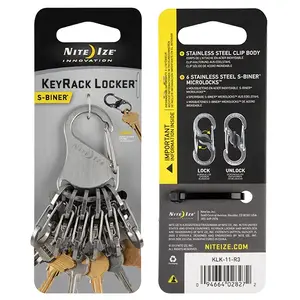 Key carabiner NITEIZE KeyRack Locker KLK-11-R3 — stainless steel, 78.1×39.1 mm, 37 g