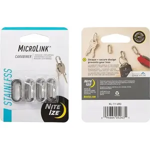 Карабин NITEIZE MicroLink из нержавеющей стали набор 4 шт — компактный держатель ключей, серебристый