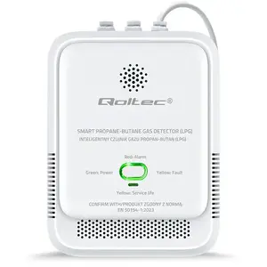 Gas leak sensor QOLTEC 52652 — propane/butane (LPG) detector, 85 dB alarm, LED indicator