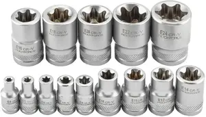 Набор головок Rockforce RF-4158 — 15 предметов, E-профиль для приводов 1/4", 3/8" и 1/2"