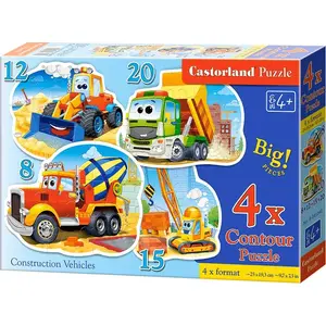 Puzzle set Castorland 4x - Pojazdy budowlane (229447), 4 puzzles in one pack