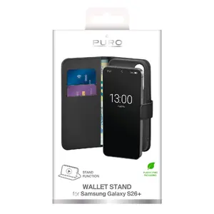 Maciņa tipa vāciņš PURO priekš Samsung S26 Plus, 17 cm (6.7") ekrāniem, PC+PU, melns
