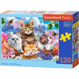 Jigsaw Puzzle Castorland 120 Pieces — Kittens with Flowers (CASTOR)