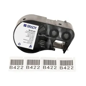 Self-adhesive printer labels Brady M4-49-422, polyester, 25.4×25.4 mm, black on white, 260 pcs