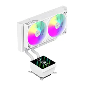 CPU Liquid Cooler GameMax GLACIER 240 LCD WH — 240mm radiator, white, Intel & AMD support