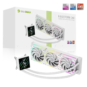 CPU Liquid Cooler GameMax HAILSTORM 360 LCD White — 360mm AIO, White