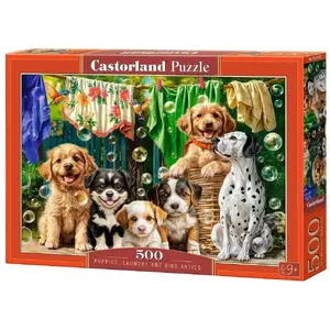 Jigsaw Puzzle Castorland Puzzle 500 Puppies, Laundry and Bird Antics – 500 pieces