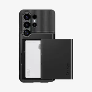 Aizsargvāks Spigen Slim Armor CS Samsung Galaxy S26 Ultra — melns, PC+TPU, 1 kartes nodalījums, der 6.9" ekrānam