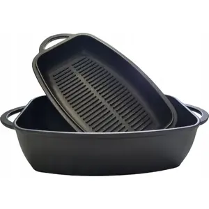 Cast Iron Casserole with Grill Lid 3.8L 31cm KRISBERG KS-2570