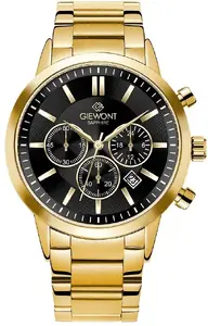 Men's Chronograph Watch Giewont GW8510-B5 — Sapphire Crystal, Gold Case, Black Dial